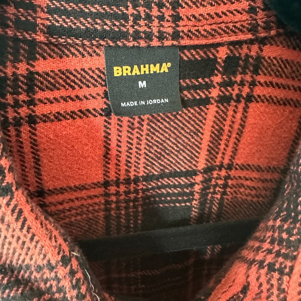 Orange & Black Brahma Medium Flannel Shirt  100% Cotton - Picture 9 of 12